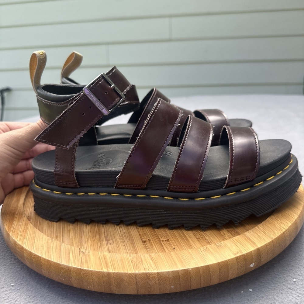 Dr. Martens Vegan Blaire Felix Gladiator Chunky Sandals Womens Size 9 Oxblood - Picture 4 of 10